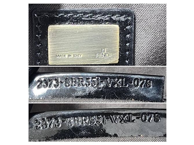 Fendi B Bag gestreifter Samt Braun Schwarz Beige - Ansicht 2