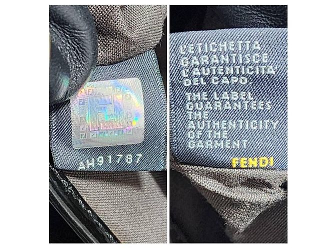 Fendi B Bag gestreifter Samt Braun Schwarz Beige - Ansicht 4