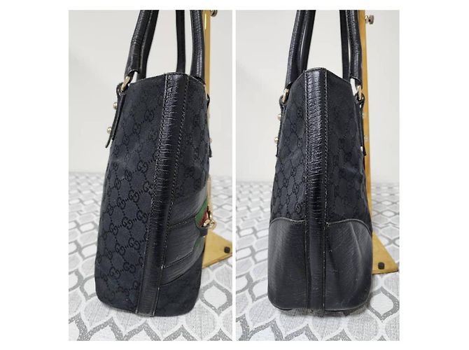 Gucci Borsa Tote GG Canvas Horsebit Nera Nero - vista 4