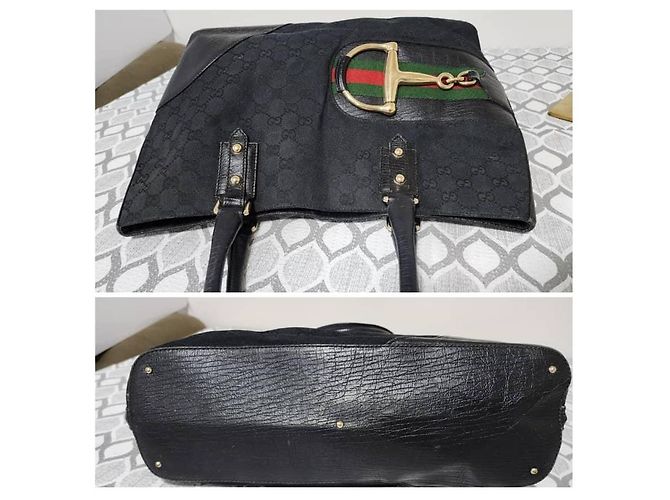 Gucci Borsa Tote GG Canvas Horsebit Nera Nero - vista 5