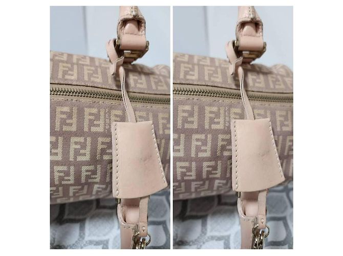 Fendi Zucchino FF Handtasche Beige Rosa Pink - Ansicht 11