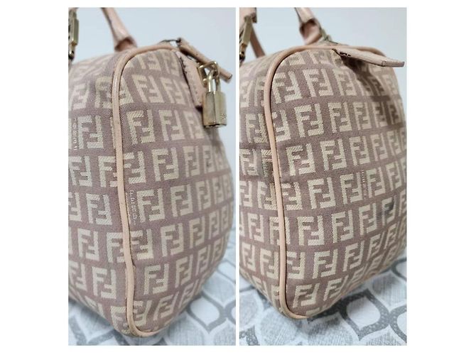 Fendi Zucchino FF Handtasche Beige Rosa Pink - Ansicht 12