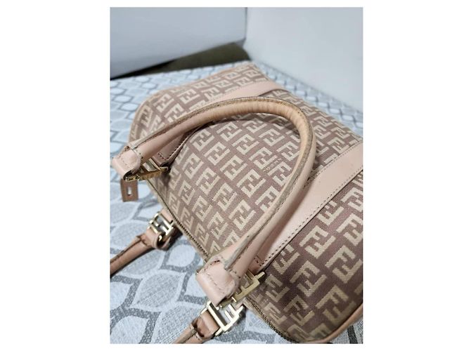 Fendi Zucchino FF Handtasche Beige Rosa Pink - Ansicht 13