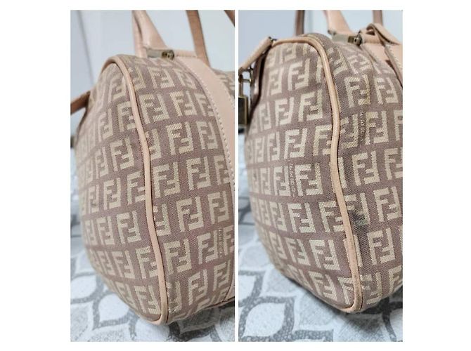 Fendi Zucchino FF Handtasche Beige Rosa Pink - Ansicht 14
