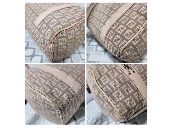 Fendi Zucchino FF Handtasche Beige Rosa Pink - Ansicht 15