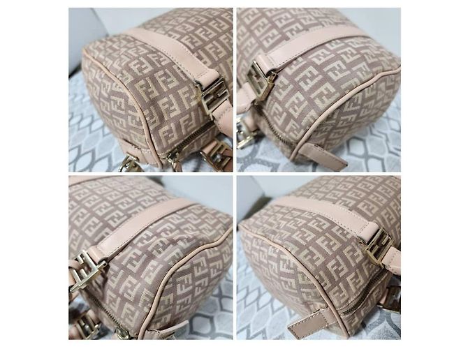 Fendi Zucchino FF Handtasche Beige Rosa Pink - Ansicht 16