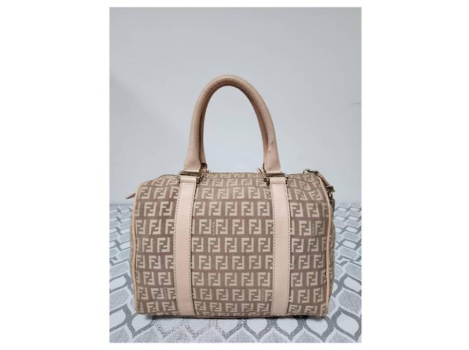 Fendi Zucchino FF Handtasche Beige Rosa Pink - Ansicht 3