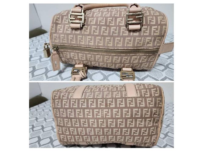 Fendi Zucchino FF Handtasche Beige Rosa Pink - Ansicht 6