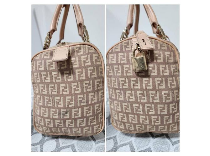 Fendi Zucchino FF Handtasche Beige Rosa Pink - Ansicht 7