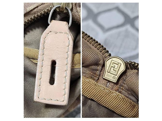 Fendi Zucchino FF Handtasche Beige Rosa Pink - Ansicht 8