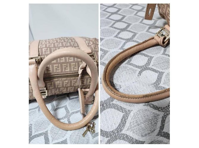 Fendi Zucchino FF Handtasche Beige Rosa Pink - Ansicht 9