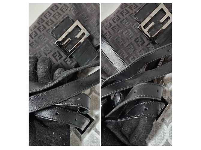 Fendi Borsa a tracolla Zucchino Vitello Nera Nero - vista 10