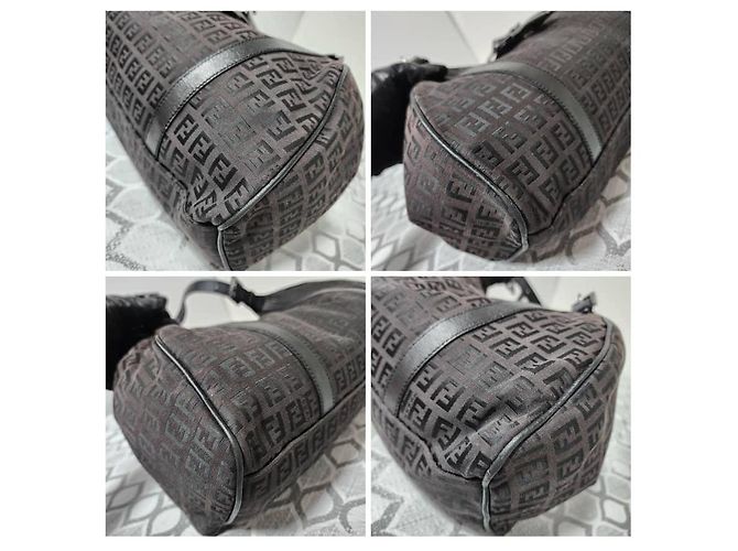 Fendi Borsa a tracolla Zucchino Vitello Nera Nero - vista 11