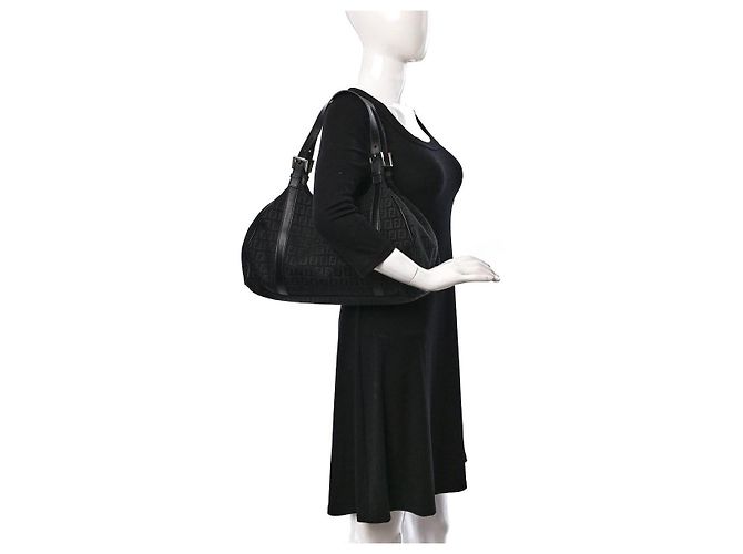 Fendi Borsa a tracolla Zucchino Vitello Nera Nero - vista 14