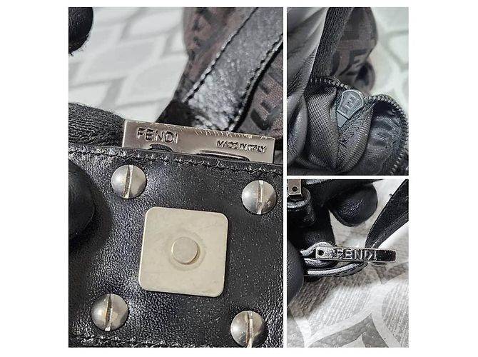 Fendi Borsa a tracolla Zucchino Vitello Nera Nero - vista 6