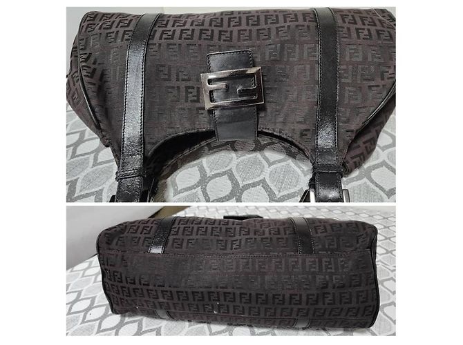 Fendi Borsa a tracolla Zucchino Vitello Nera Nero - vista 7