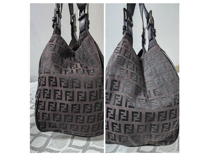 Fendi Borsa a tracolla Zucchino Vitello Nera Nero - vista 8