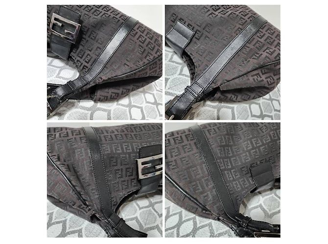 Fendi Borsa a tracolla Zucchino Vitello Nera Nero - vista 9
