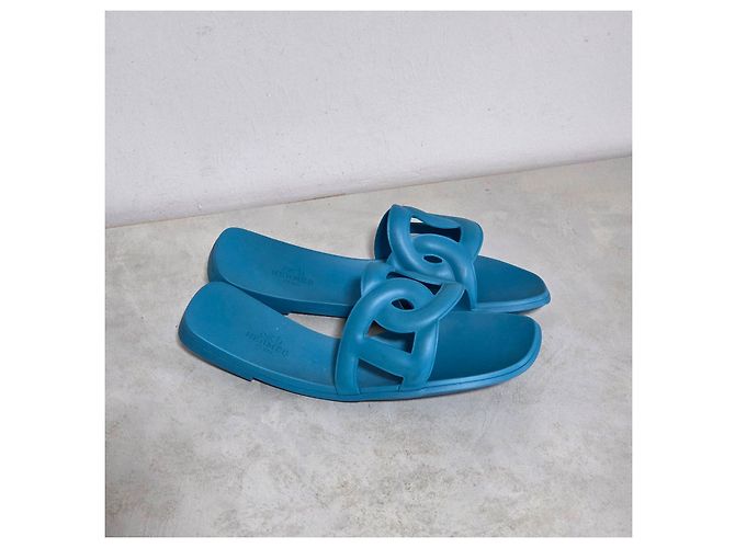 Hermès Izmir Aloha Ciabatte in gomma - Blu - vista 3