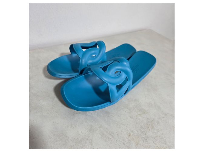 Hermès Izmir Aloha Ciabatte in gomma - Blu - vista 4