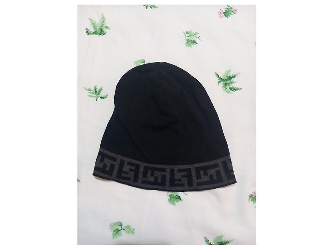 Fendi black wool hat with FF monogram Grey - view 2
