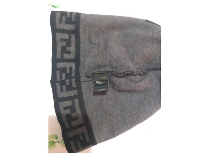 Fendi black wool hat with FF monogram Grey - view 3