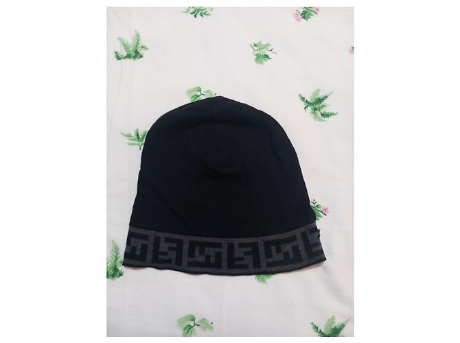 Fendi black wool hat with FF monogram Grey - view 6