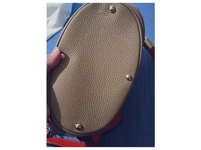 Lancel Bolso Saco de Cuero Castaño Roja Crudo - vista 7