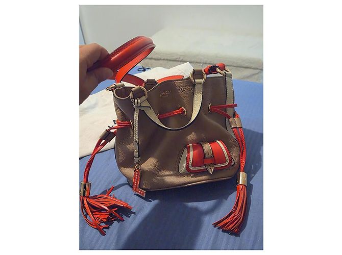 Lancel Bolso Saco de Cuero Castaño Roja Crudo - vista 8