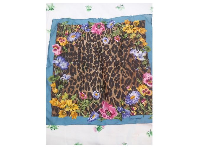 Dolce & Gabbana Seidentuch mit Animalier- und Blumendruck Braun Mehrfarben Leopardenprint - Ansicht 3