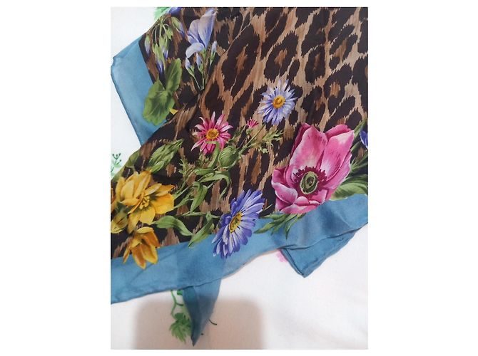 Dolce & Gabbana Seidentuch mit Animalier- und Blumendruck Braun Mehrfarben Leopardenprint - Ansicht 5