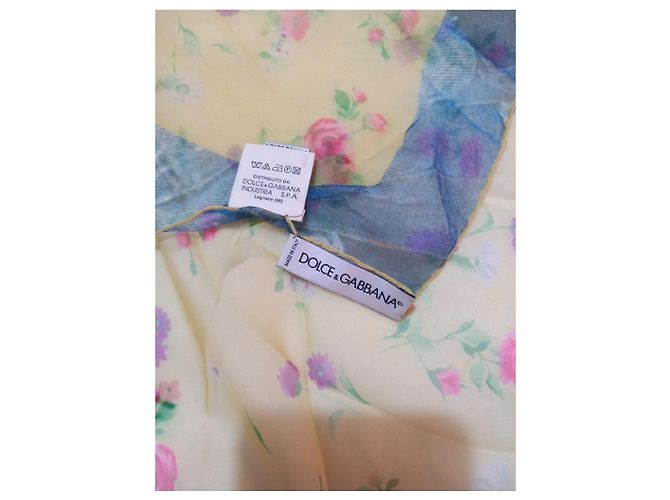 Dolce & Gabbana Seidentuch mit floralem Print Pink Blau Grün Gelb - Ansicht 4