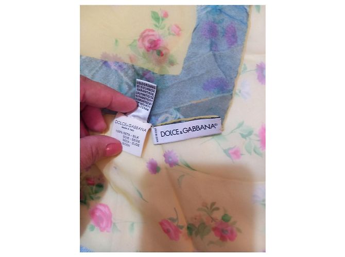 Dolce & Gabbana Seidentuch mit floralem Print Pink Blau Grün Gelb - Ansicht 6