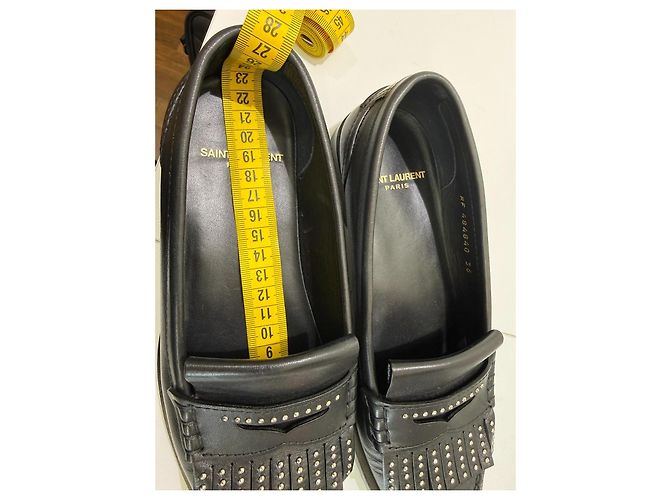 Autre Marque Saint Laurent Paris Mocassini in pelle nera borchiati Nero Silver hardware - vista 11