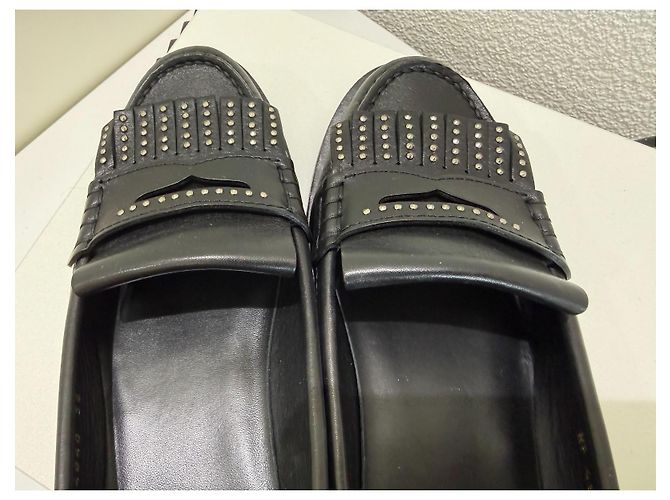 Autre Marque Saint Laurent Paris Mocassini in pelle nera borchiati Nero Silver hardware - vista 5