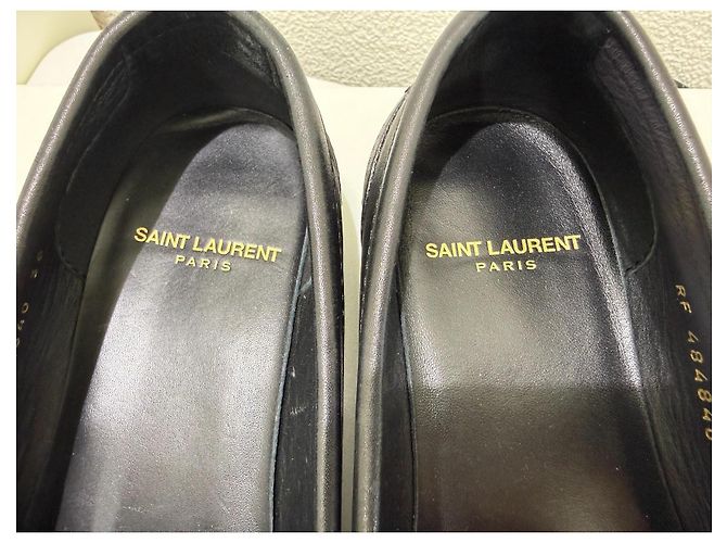 Autre Marque Saint Laurent Paris Mocassini in pelle nera borchiati Nero Silver hardware - vista 8