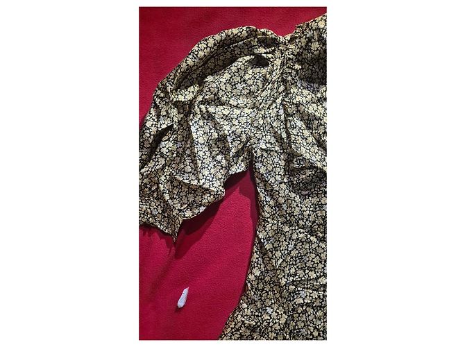 Vestido de seda Sandro estampado floral Negro Beige - vista 3