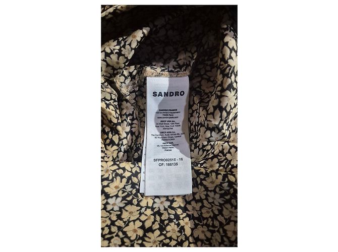 Vestido de seda Sandro estampado floral Negro Beige - vista 4