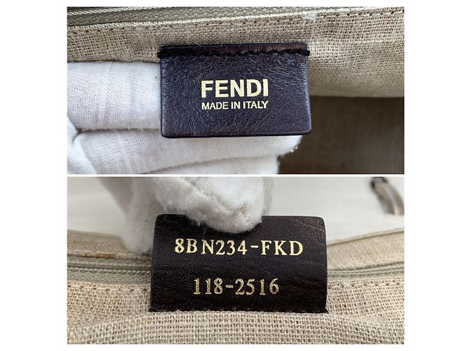 Fendi Borsa a tracolla e manico Silvana in pelle marrone e bianca - vista 6