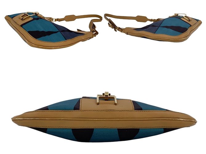 Gucci Vintage Jackie Hobo Schultertasche aus multicoloured Canvas und Leder Mehrfarben - Ansicht 4