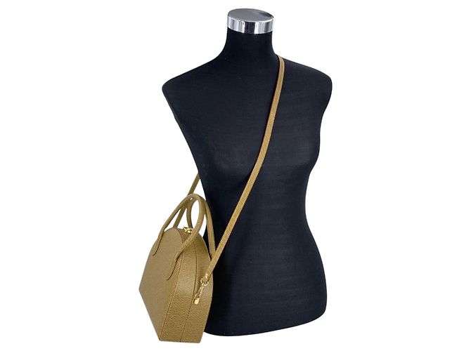 Fendi Vintage Gelbe Textur-Canvas Dome 2Way Crossbody Handtasche Braun - Ansicht 2