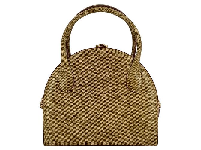 Fendi Vintage Gelbe Textur-Canvas Dome 2Way Crossbody Handtasche Braun - Ansicht 3