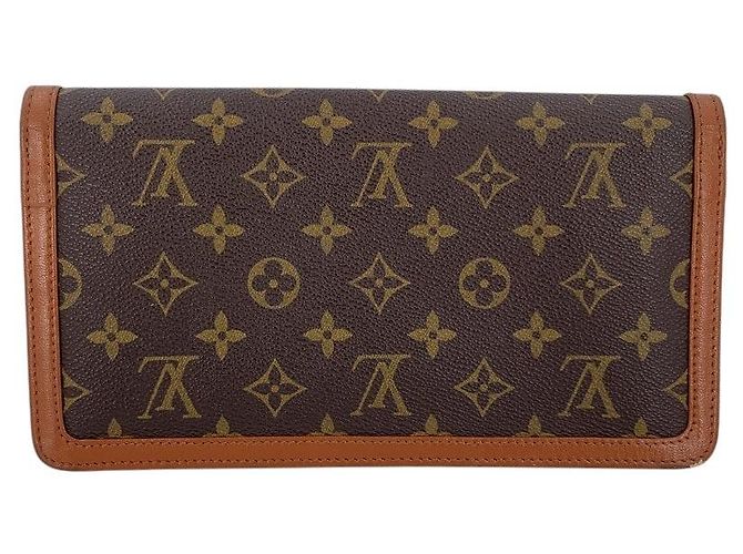 Louis Vuitton Borsa Clutch Pochette Dame Flap Vintage in tela monogram marrone - vista 3