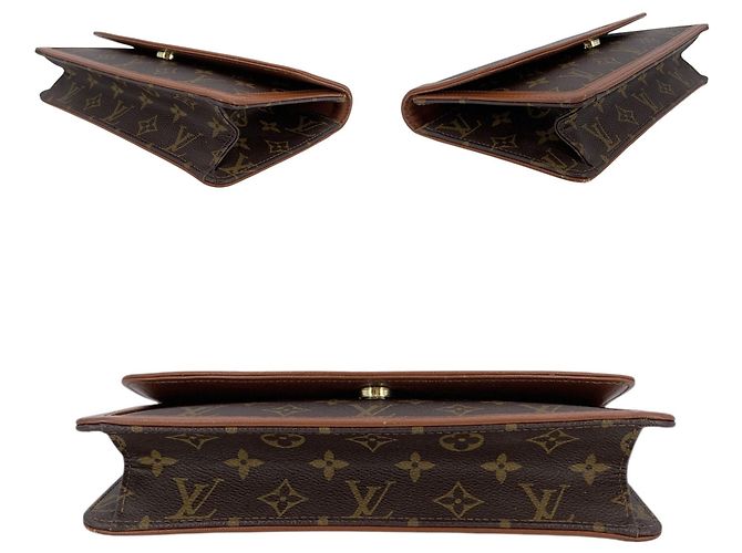 Louis Vuitton Borsa Clutch Pochette Dame Flap Vintage in tela monogram marrone - vista 4