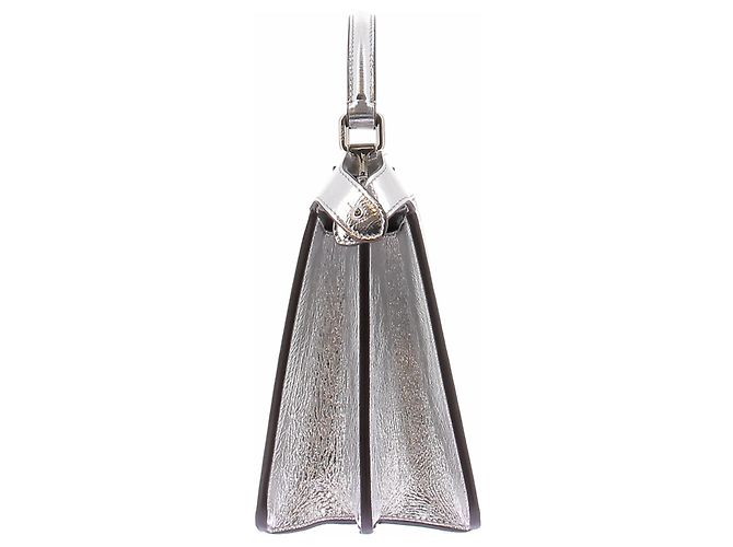 Borsa Fendi Peekaboo in pelle argentata Argento - vista 5