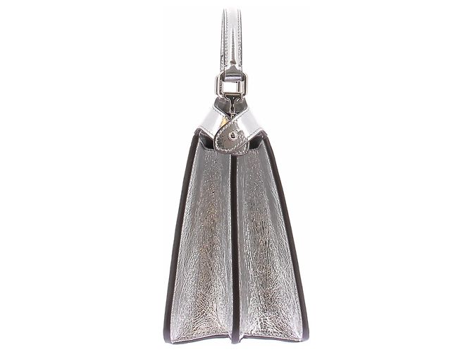 Borsa Fendi Peekaboo in pelle argentata Argento - vista 6