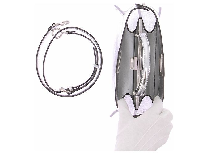 Borsa Fendi Peekaboo in pelle argentata Argento - vista 8