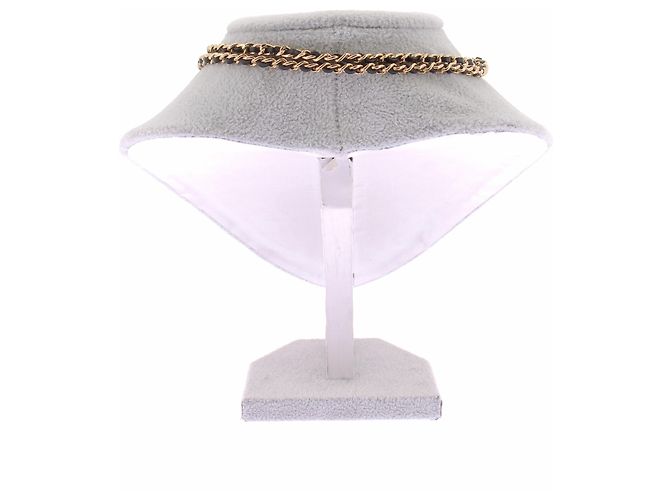 Collana a cuore Chanel in pelle nera Nero - vista 4
