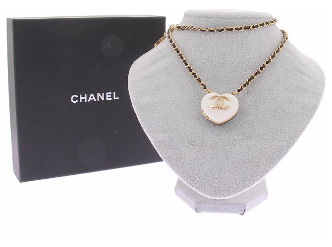 Collana a cuore Chanel in pelle nera Nero - vista 7