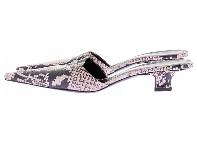Autre Marque Mules en cuir effet serpent "Gigio" Violet - vue 2